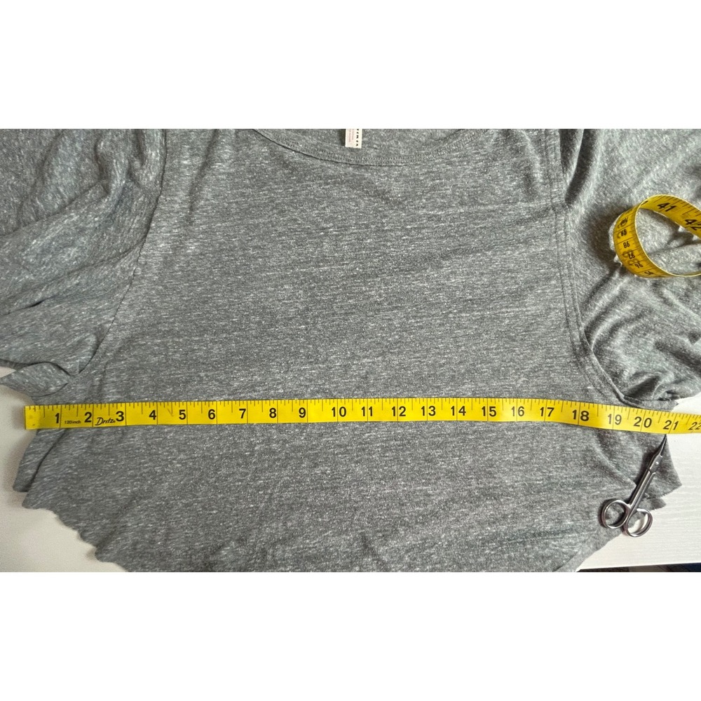 FP Movement Free People Gray Flutter Sleeve Crop Top Large Scoop Neck Boxy Tee - Picture 4 of 9